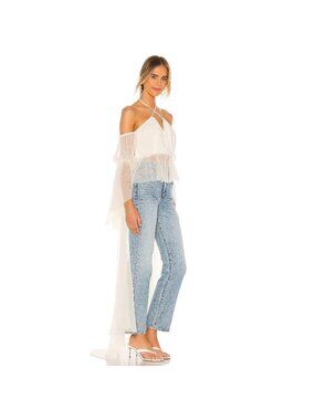 Michael Costello x Revolve Vivian Blouse in White & Silver M Bridal/ Bachelorett
